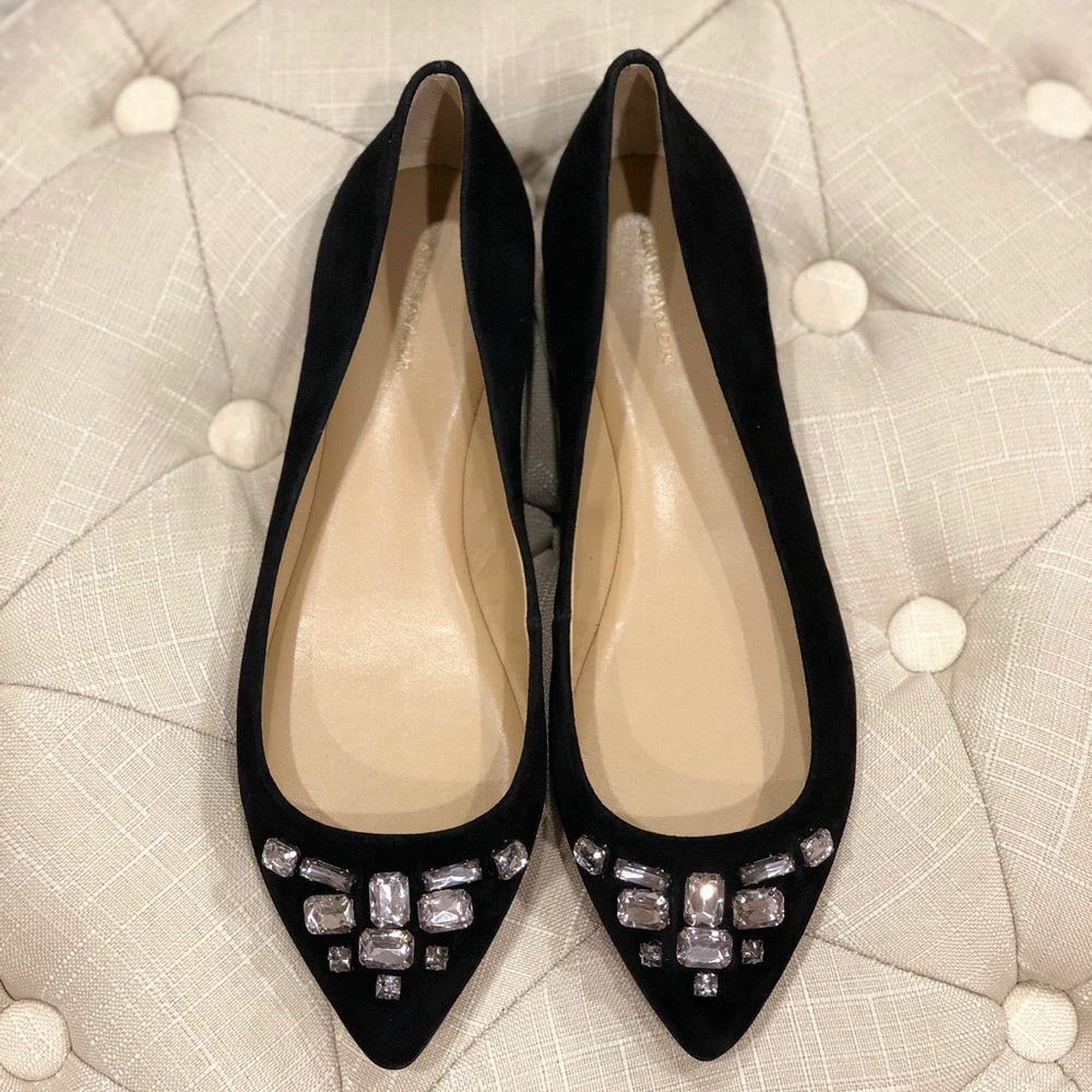 Ann Taylor - Suede Jeweled Flat